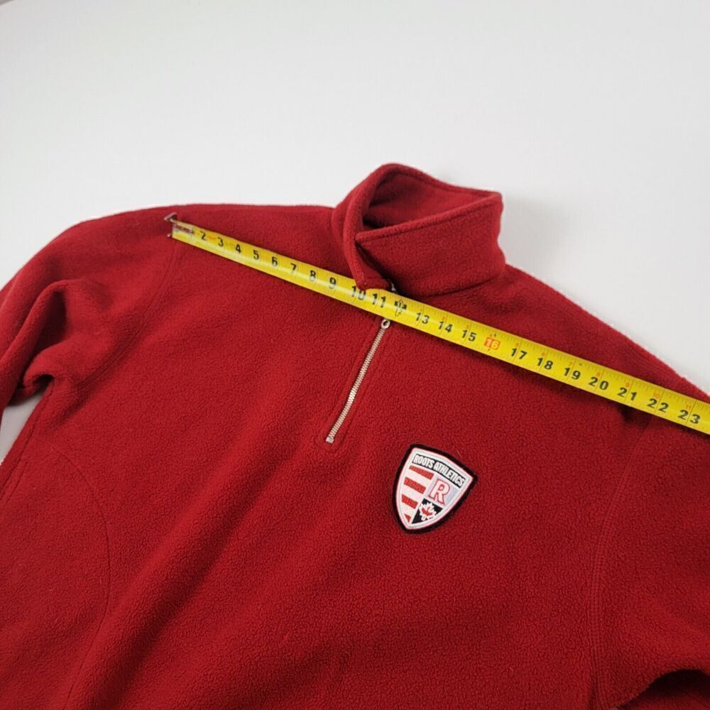 Roots Athletics Fleece Jacket Mens‎ Sz Large Red half Zip Canada 25 Years Winter - Picture 7 of 11